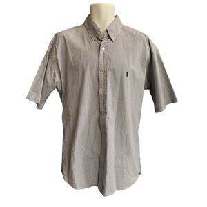 Ralph Lauren Golf Shirt Mens XL Blue/Navy Plaid Short Sleeve Button Down Blake